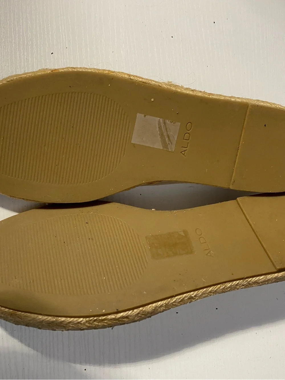ALDO Women's Cap Toe Espadrille Flats Leather Slip On Beige Black Sz 8